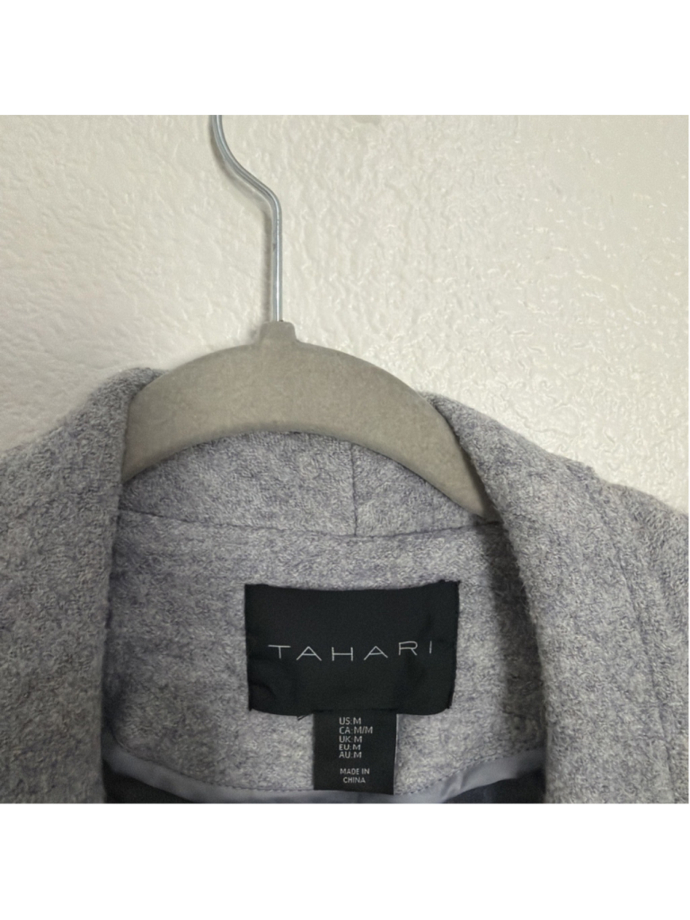 Tahari Boucle Heather Gray Long Sleeve Open Front Cardigan Wool Blend Size M - Picture 2 of 9
